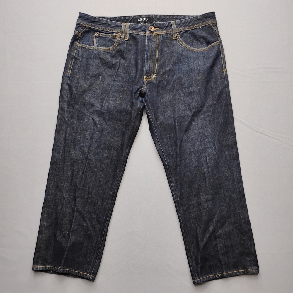 AKOO Big Oak Fit Mens Dark Wash Indigo Denim Jeans Size 40x26 Streetwear
